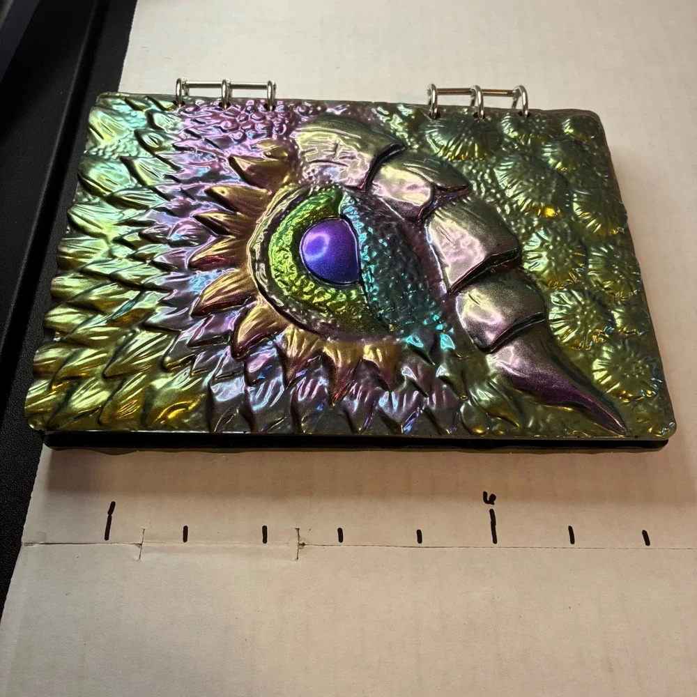 Dragon Eye Journal 3D Sculpted Resin A5 Refill 6 Ring Binder Green Purple New